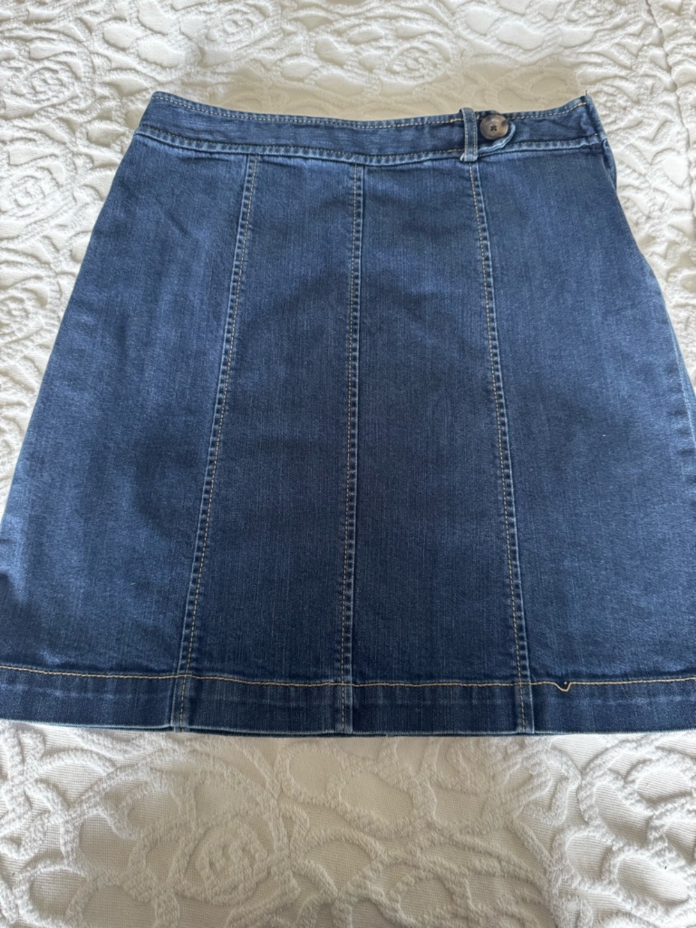 Ann Taylor Denim Skirt 8P Petite A Line Stretch Mini Dark Wash